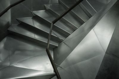 Low angle view of spiral staircase in building