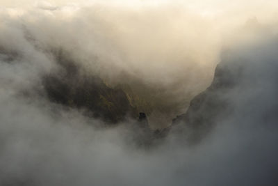 Misty mountains near pico ruivo, madeira