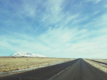 Surface level of road against sky