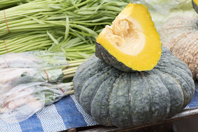 Close-up of pumpkin for sale at market