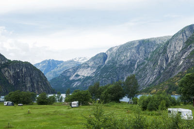 Scenic view of mountains against sky