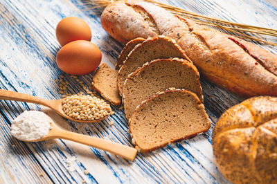 Close-up of breakfast on table