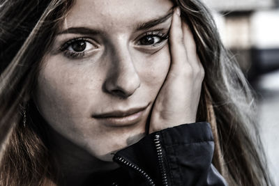 Close-up portrait of a beautiful young woman