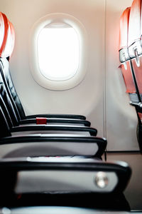 Close-up of airplane window