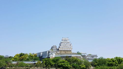 Low angle view of historic building against clear sky