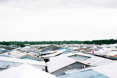 Panoramic view of residential district against clear sky