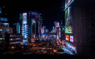 Illuminated city at night