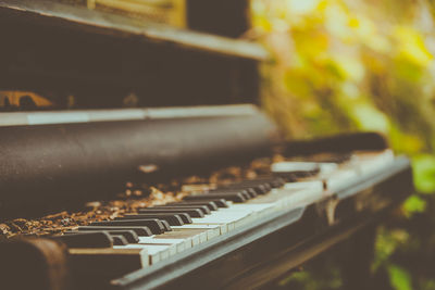 Close-up of piano keys