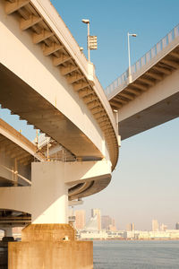 Bridge over buildings in city