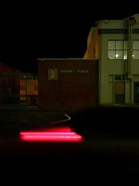 Light trails on road at night