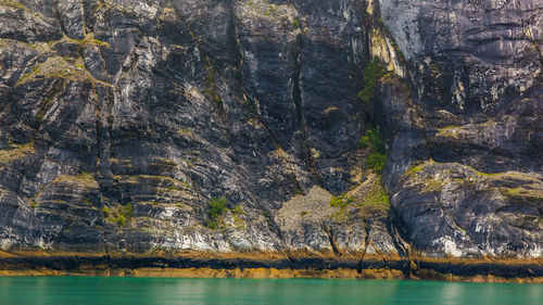 Lake against rock formation