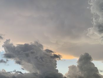 Low angle view of clouds in sky during sunset