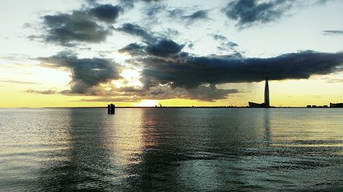 Scenic view of sea against sky during sunset