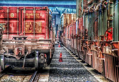 Panoramic shot of train in city