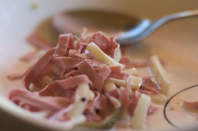 Close-up of pasta served in plate