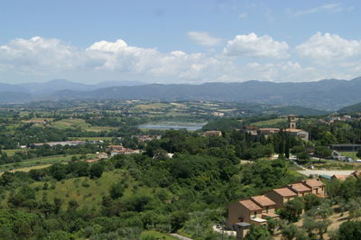 High angle view of townscape against sky