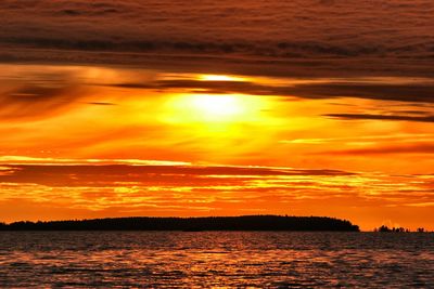 Scenic view of sea at sunset