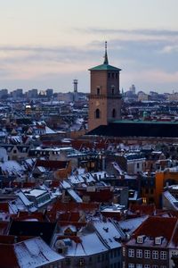 High angle view of townscape against sky