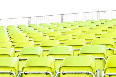 Close-up of folded chairs