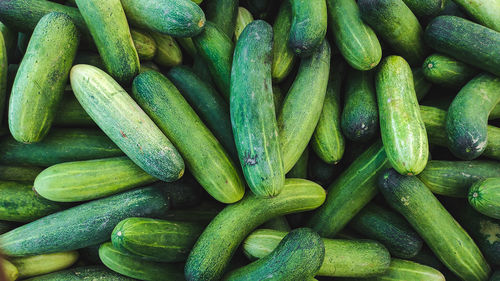 Full frame shot of cucumbers at market