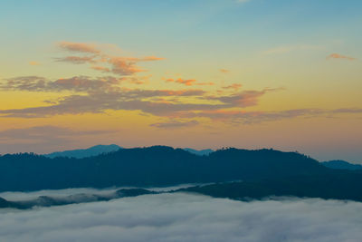 Scenic view of dramatic sky during sunset