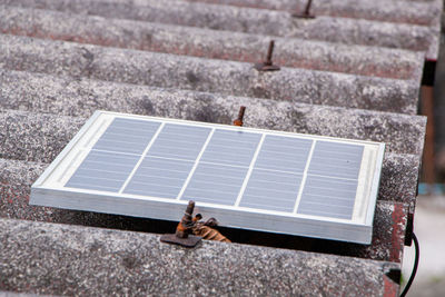 High angle view of solar panels