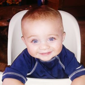 Close-up portrait of smiling boy