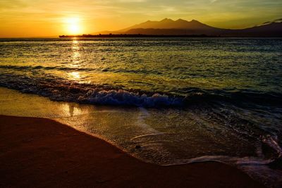 Scenic view of sea during sunset