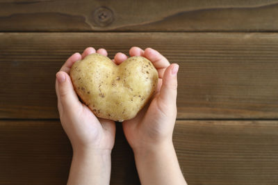 Close-up of hand holding heart shape