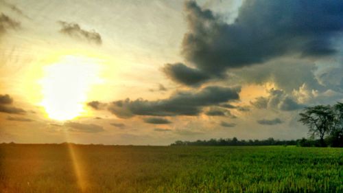 Scenic view of landscape against cloudy sky