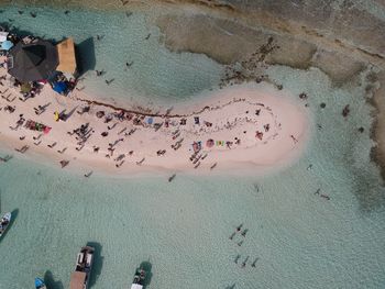 High angle view of people on beach