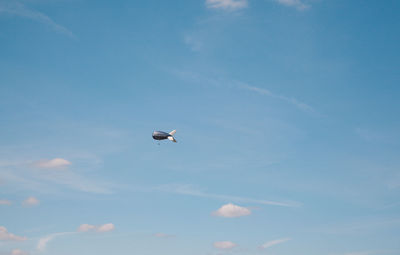 Low angle view of bird flying against sky