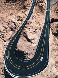 High angle view of car on road