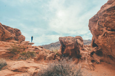 View of rock formations in desert