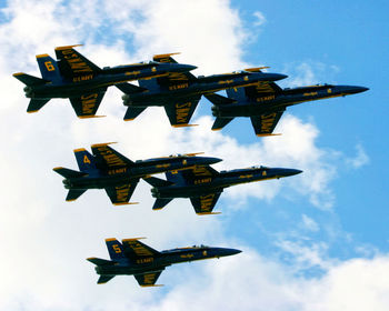 Low angle view of airplane flying in sky