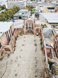 High angle view of buildings in city