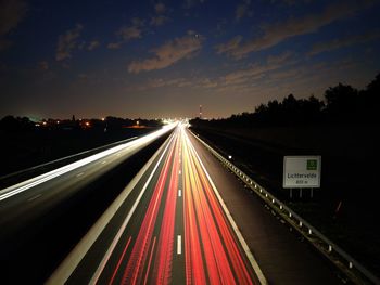 Light trails on highway at night