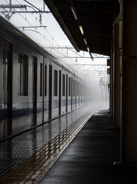 Empty railroad station platform