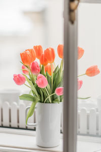 Close-up of flowers on table