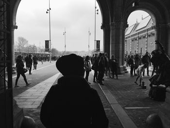 People walking on street in city