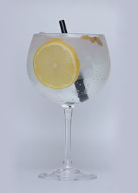 Close-up of drink against white background