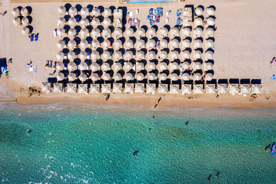 Aerial view of people relaxing at beach