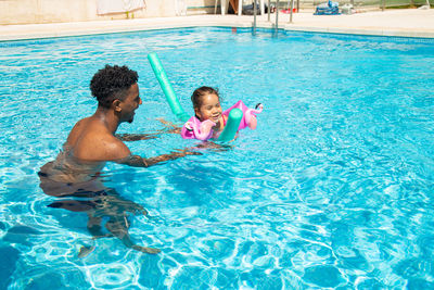 Boy swimming in pool