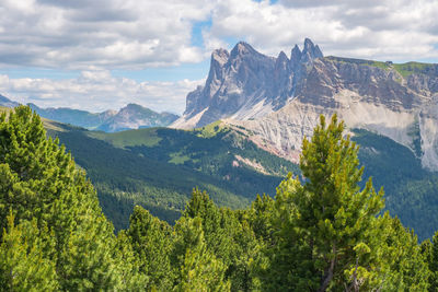 View at the dolomites odle mountains in italy