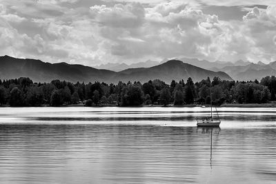 Scenic view of lake against sky