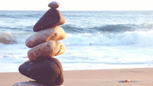 Close-up of stones on beach