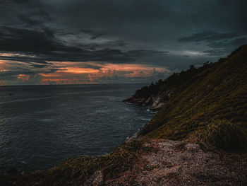 Scenic view of sea against sky during sunset