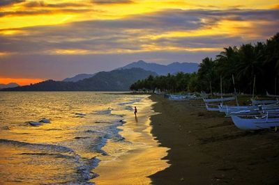 Scenic view of sea at sunset