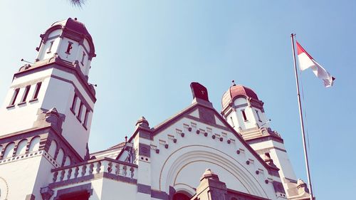 Low angle view of traditional building against clear sky