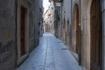 Narrow alley amidst buildings in city